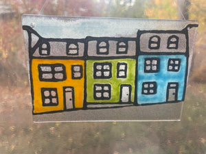 Fused Glass "Rainbow Houses" picture