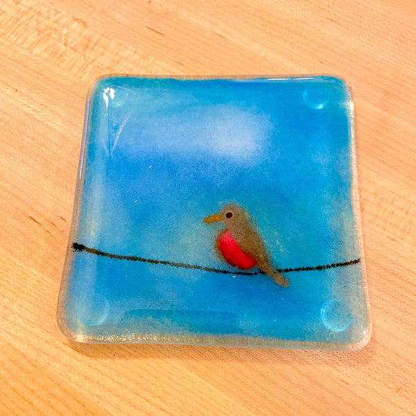 Load image into Gallery viewer, Fused Glass Coaster | Bird on a Wire