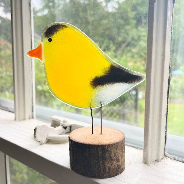 Load image into Gallery viewer, Yellow Glass Adult Goldfinch Home Decor