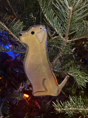 handcrafted fused glass lab dog