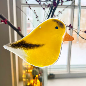 Yellow Glass Goldfinch Home Decor