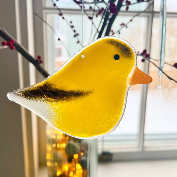 Load image into Gallery viewer, Yellow Glass Goldfinch Home Decor