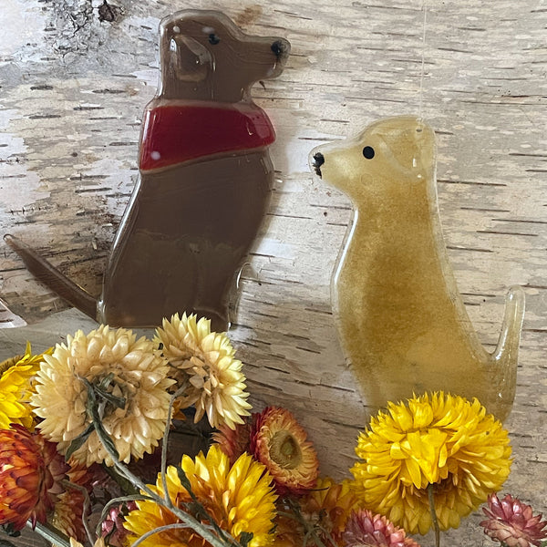 Load image into Gallery viewer, Assorted Handmade Fused Glass Dog Ornaments – One of a Kind