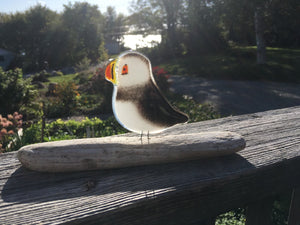 Black and White Glass Puffin by The Glass Bakery