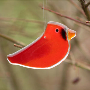 Fused Glass Hanging Chick Ornament Close up
