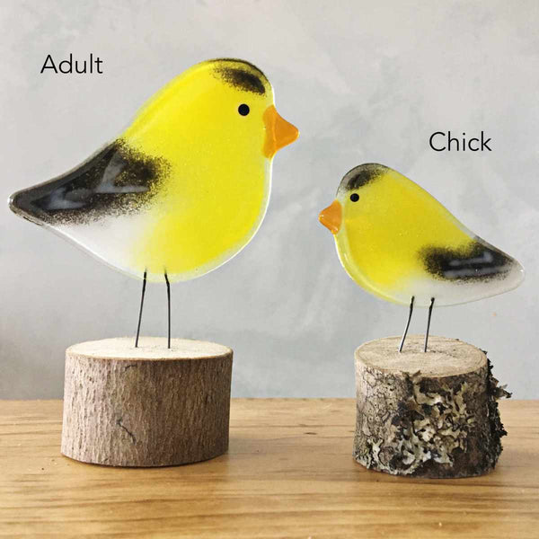 Load image into Gallery viewer, Yellow and Black Glass Bird Finch Ornament