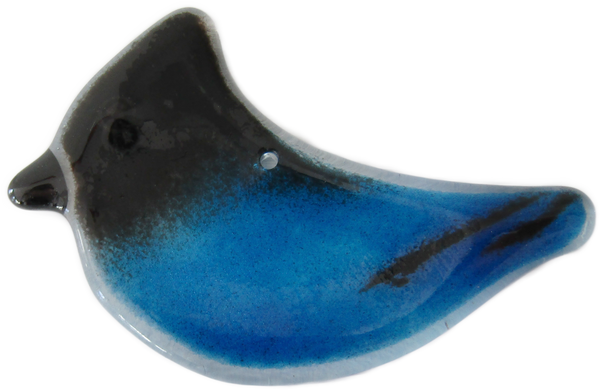 Load image into Gallery viewer, Steller's Jay Hanging Chick by The Glass Bakery