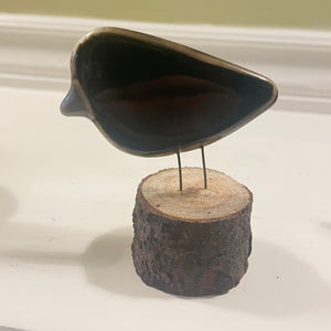 Crow Ornament | Perched Black and Grey Glass Bird Ornament