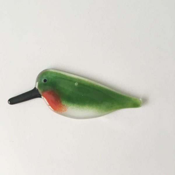 Charger l&#39;image dans la galerie, Fused Glass Art Chick_Ruby Throated Hummingbird_Hanging
