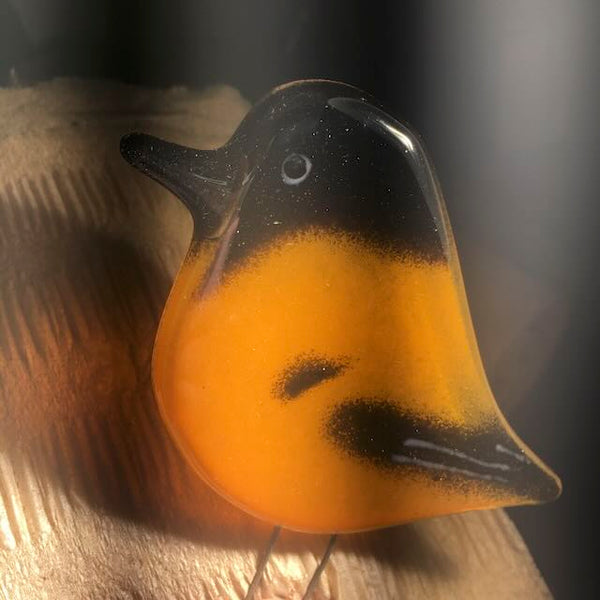 Charger l&#39;image dans la galerie, orange and black Fused Glass Baltimore Oriole
