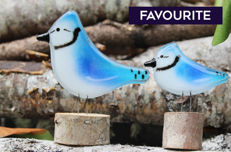 Ornement d'oiseau perché en forme de geai bleu