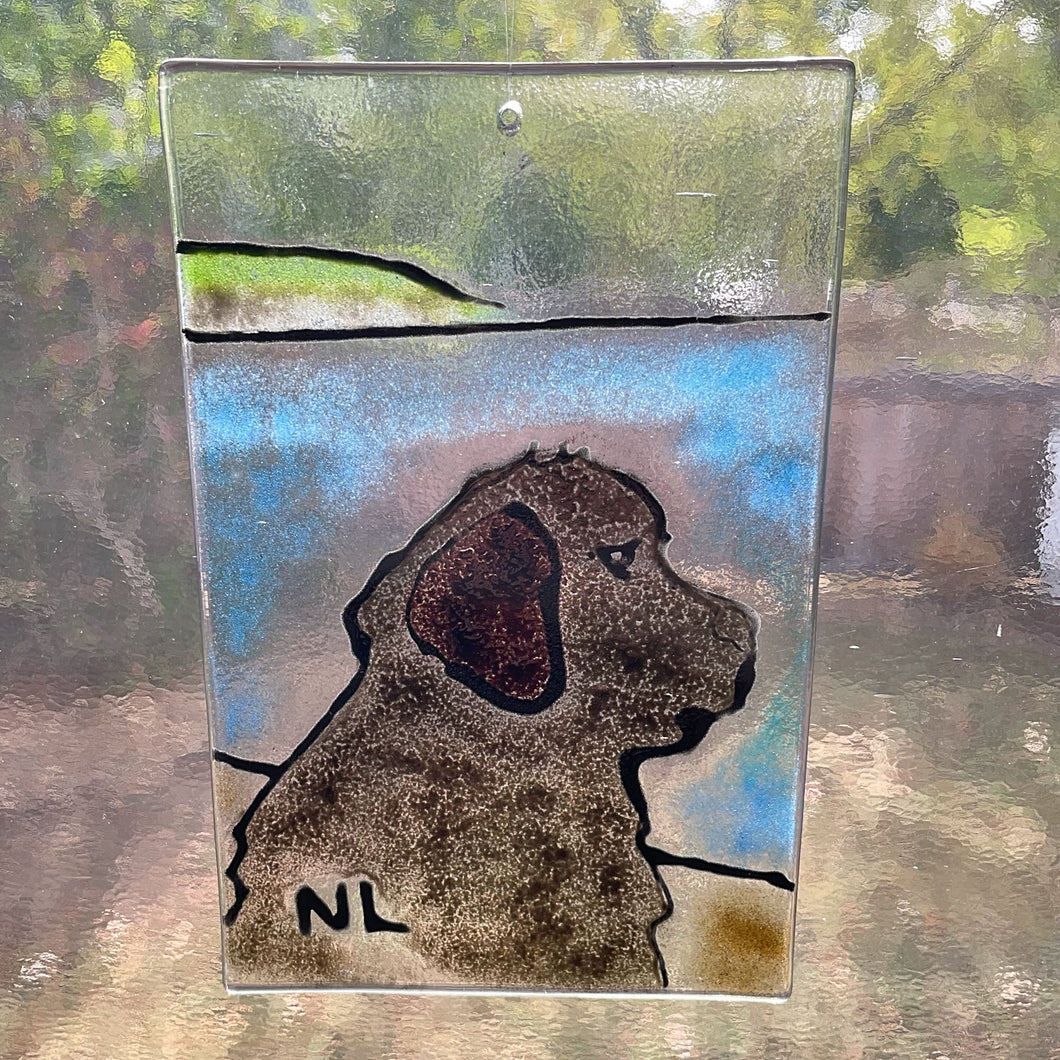 Newfoundland Dog Glass Art Picture
