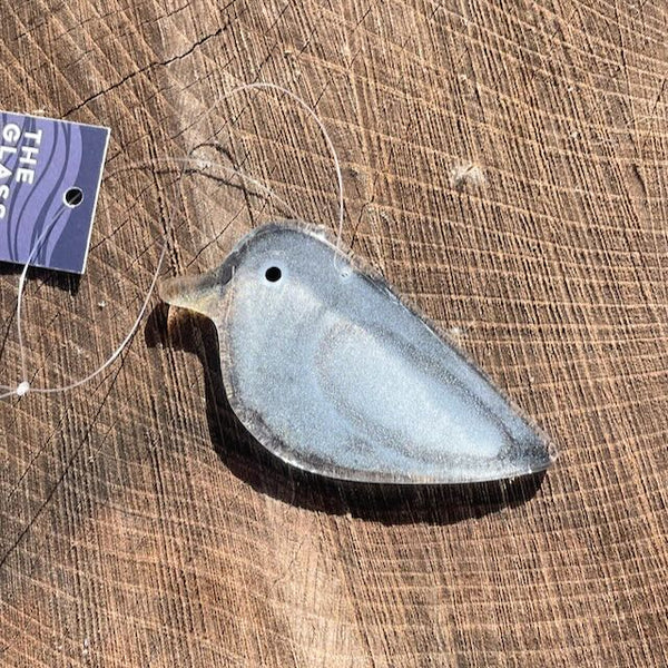 Load image into Gallery viewer, Small Glass Hanging Pale Sapphire Blue Bird
