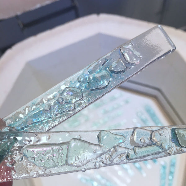 Load image into Gallery viewer, close up of fused glass icicles
