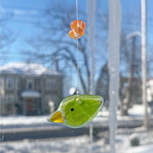 Vibrant Green Gem Bird Ornament