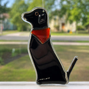 Ornement de chien en verre à suspendre