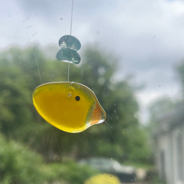 Load image into Gallery viewer, Yellow Hanging Gem Bird
