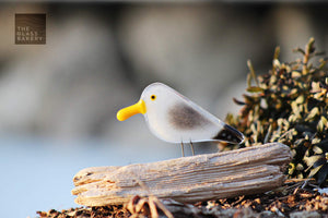 glass seagull chick against a backdrop of nature
