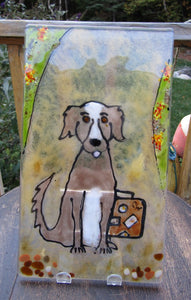 Dog with suitcase Panel  by The Glass Bakery (Dog Rescue)