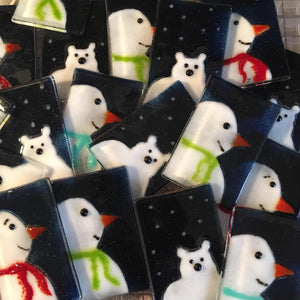 An assortment of Polar Bear and Snowman Glass Christmas Tree Decorations