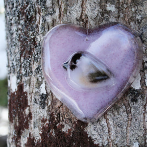 Hanging Glass Heart and Bird Ornament: Glass Artisan's Choice