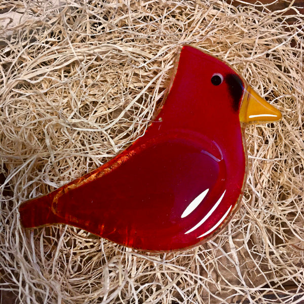 Load image into Gallery viewer, Red Cardinal Glass Bird on Bed of Straw
