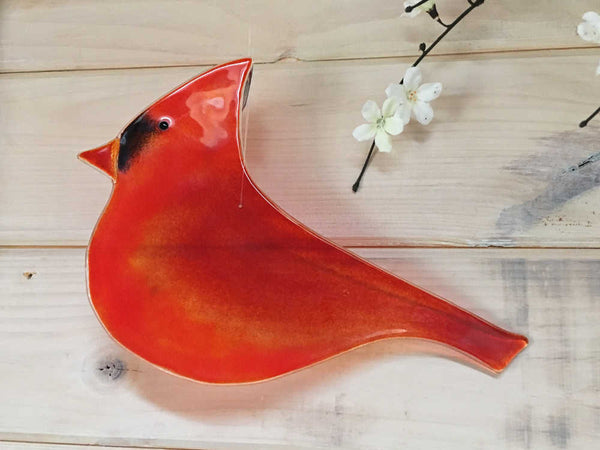 Charger l&#39;image dans la galerie, Large red glass cardinal bird 
