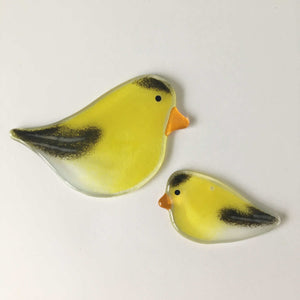 Yellow and Black Glass Goldfinch Hanging Birds