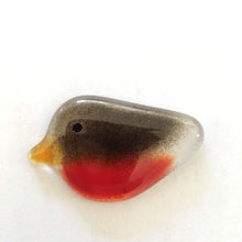 Load image into Gallery viewer, A small red and brown glass Robin bird ornament is displayed against a plain white background

