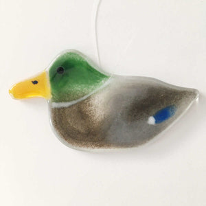 Hanging Glass Mallard Duck (Green, Brown, Gold and Blue Bird)