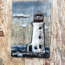 Load image into Gallery viewer, Peggy&#39;s Cove Lighthouse picture created in glass
