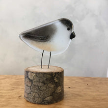 Load image into Gallery viewer, Charming Glass Chickadee Chick on a Log
