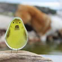 Load image into Gallery viewer, Yellow and brown transparent glass duckling ornament
